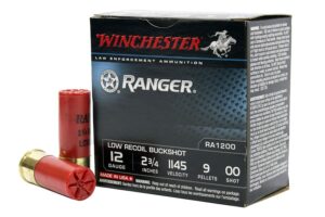 12 Gauge 2 3/4-inch 9-Pellet Ranger Low-Recoil Buckshot Trade Ammo 25/Box