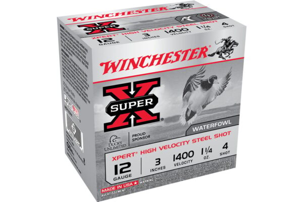 12 Gauge 3 Inch 1 1/4 oz 4 Shot Super X Xpert High Velocity Steel Shot 25/Box