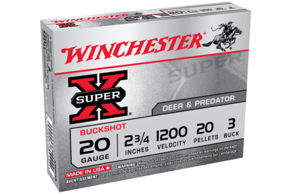 20 Ga 2-3/4 in 20 Pellet 3 Buck Super X 5/Box