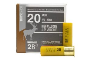 20 Gauge 2.75 in 1 oz 2 Buckshot High Velocity 25/Box