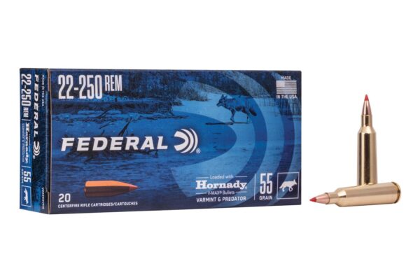 22-250 Remington 55 Grain Hornady V-Max Varmint and Predator 20/Box