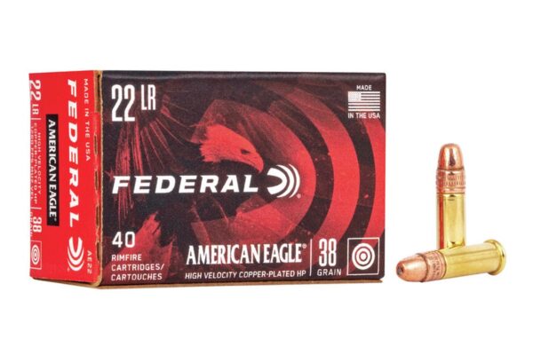 22LR 38gr Copper-Plated HP High Velocity American Eagle 40/Box