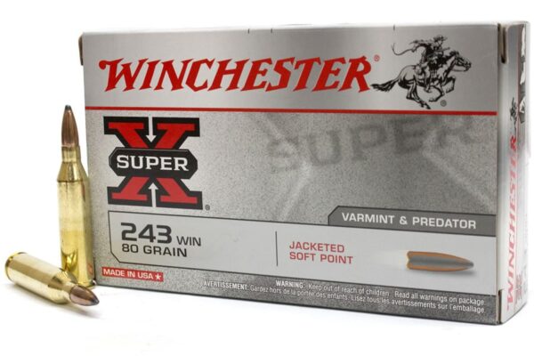 243 Win 80 gr Jacketed Soft Point Super-X 20/Box