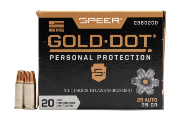 25 Auto 35 gr Gold Dot Handgun Personal Protection Hollow Point 20/Box