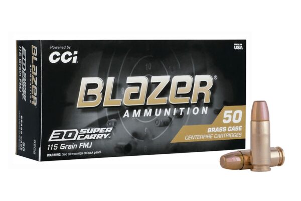 30 Super Carry 115 gr FMJ Blazer Brass 50/Box