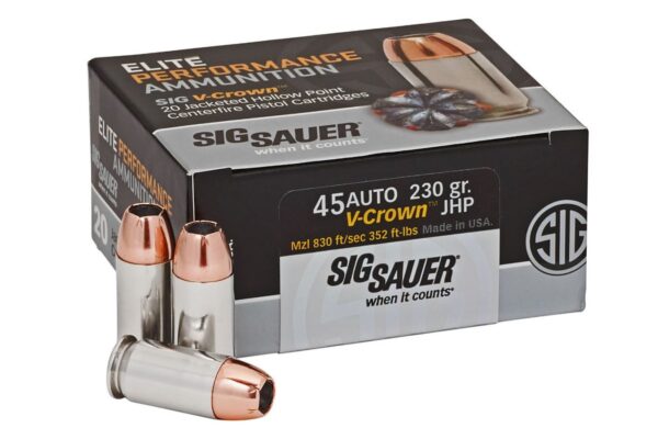 45 ACP 230 gr JHP Elite V-Crown 20/Box