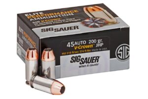 45 Auto 200 gr JHP Elite V-Crown 20/Box