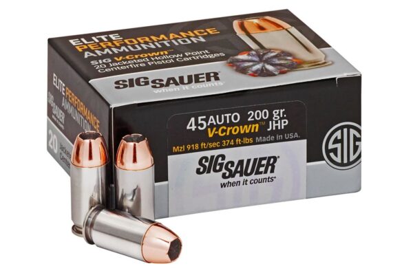 45 Auto 200 gr JHP Elite V-Crown 20/Box