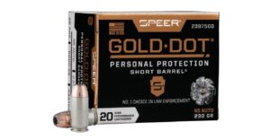 45 Auto 230 GR Gold Dot Personal Protection Short Barrel Hollow Point 20/Box