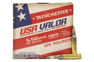 5.56mm 62 gr M855 FMJ Green Tip USA Valor Series 125/Box