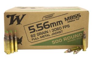 5.56mm M855 62 gr FMJ Green Tip Lake City 500 Round Range Pack