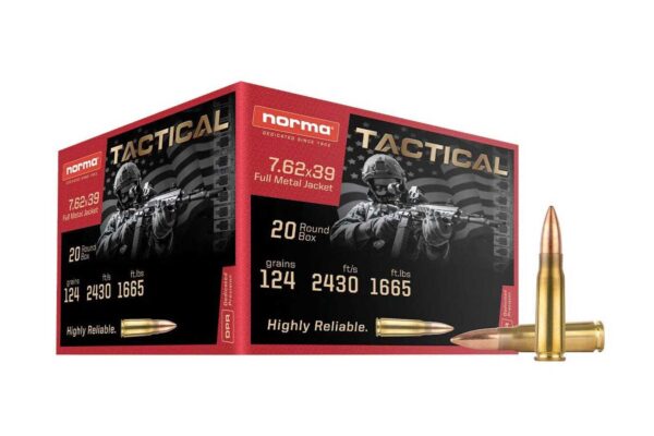 7.62x39mm 124 Tactical FMJ 20/Box