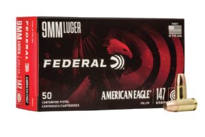 9mm 147 gr FMJ Flat Point American Eagle 50/Box