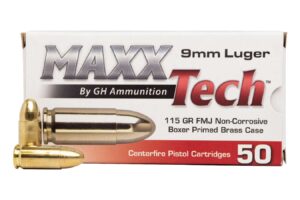 9mm Luger 115 gr FMJ Brass Case Target Ammo 50/Box