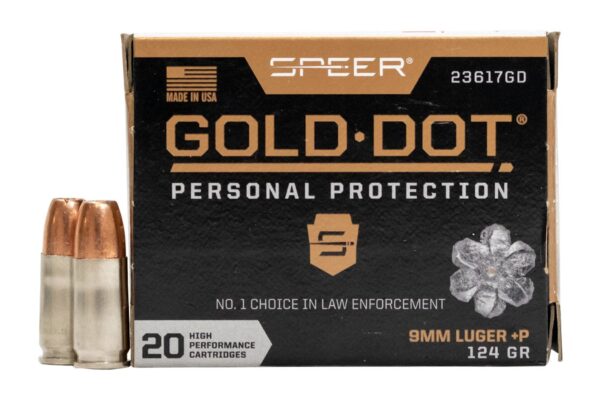 9mm +P 124 GR Gold Dot Personal Protection Hollow Point 20/Box